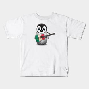 Baby Penguin Playing Mexican Flag Guitar Kids T-Shirt